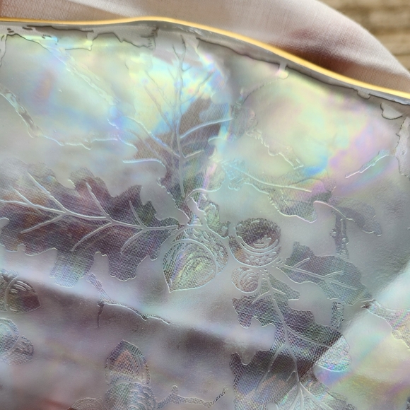 Fostoria Oakwood Blue - Iridescent Glass Bowl with Candle Holders - Picture 6 of 13